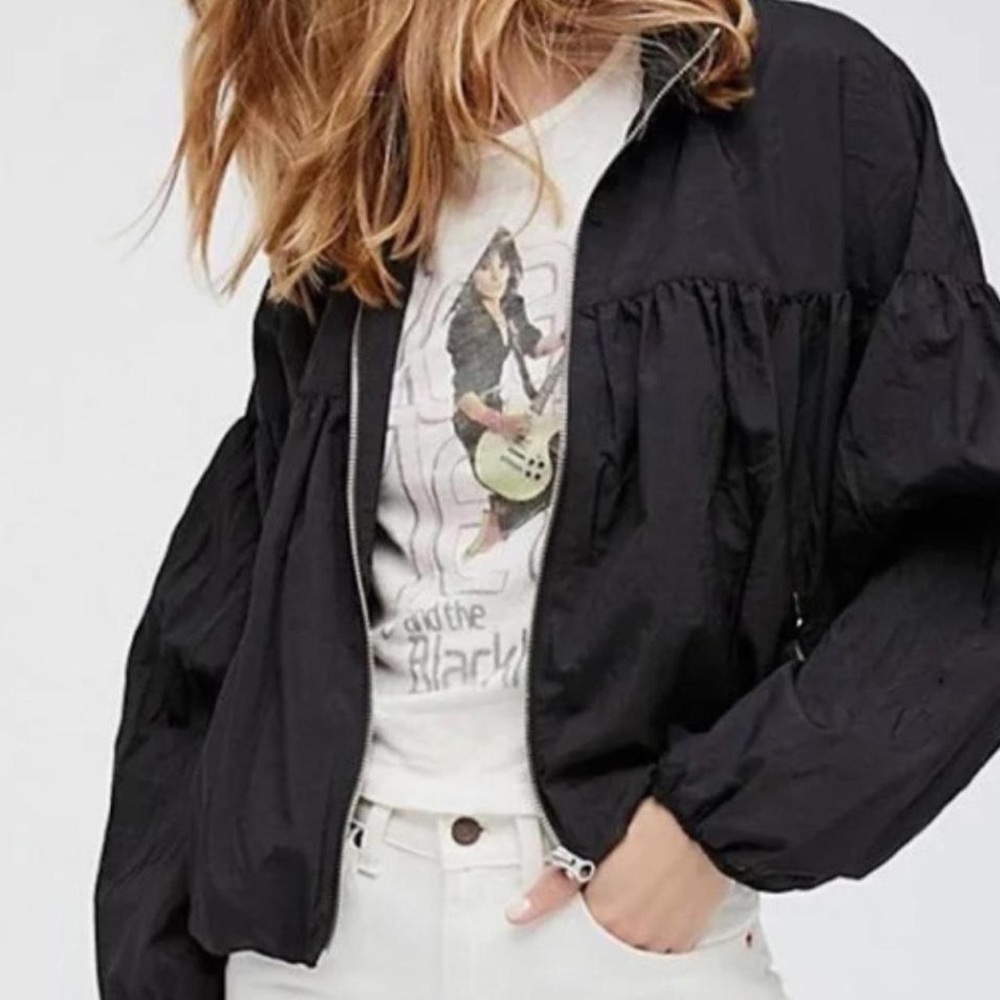 Free People Black Bomber Jacket